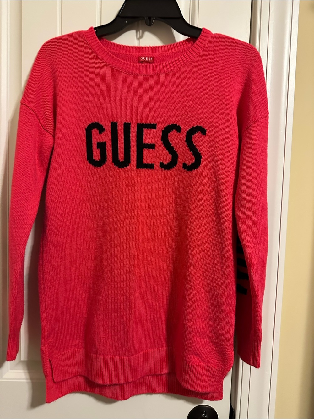 GUESS Red Crewneck Sweater with Black Logo